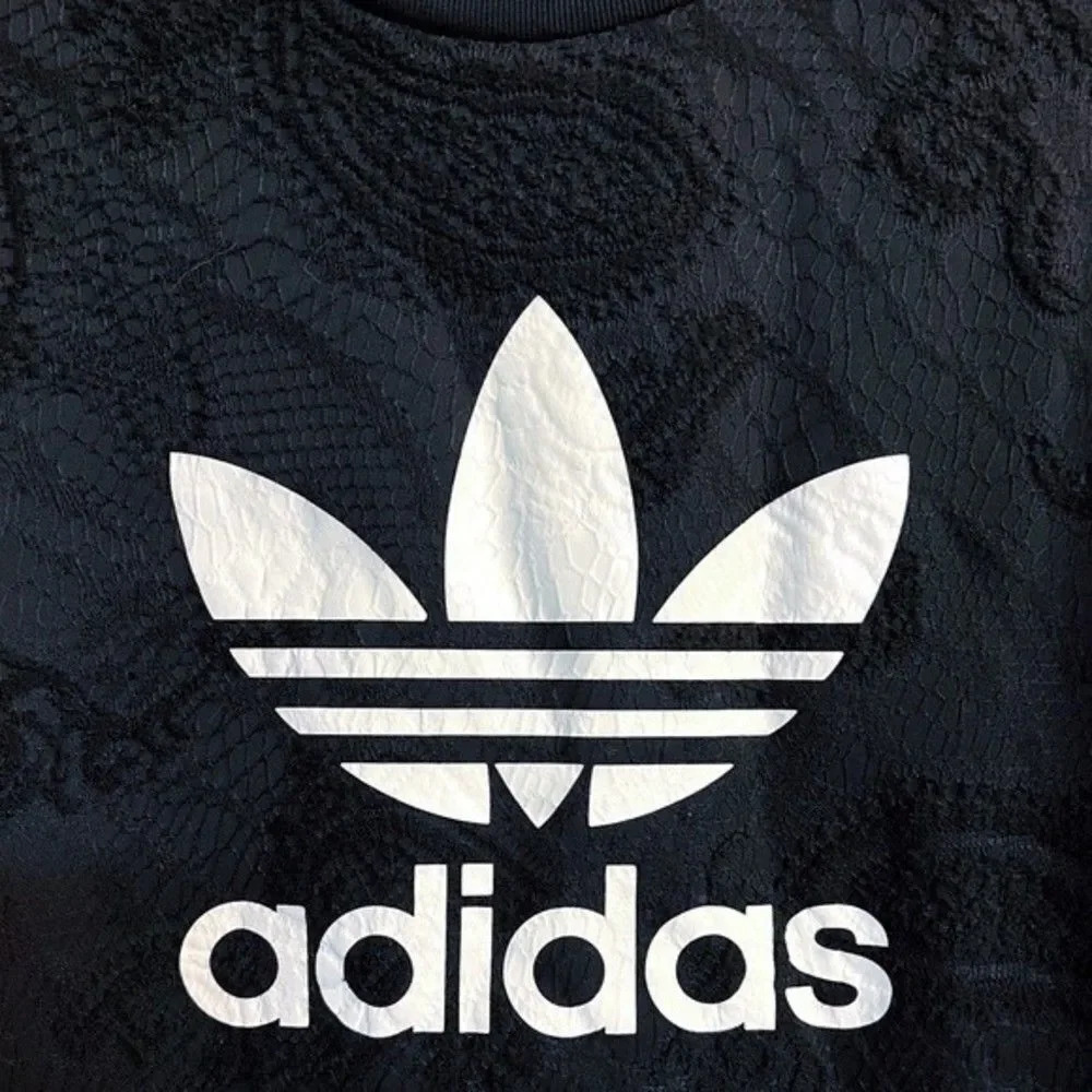 Adidas Women’s Paisley Lace Overlay Trefoil Logo Graphic Sweatshirt Size XS EUC - Picture 4 of 9